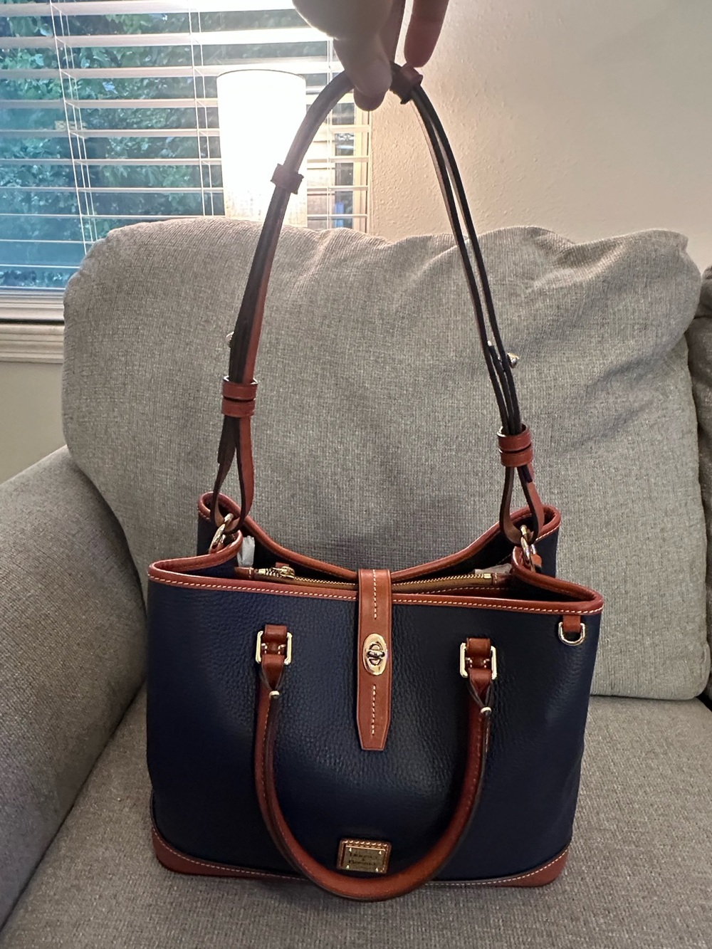 Dooney & Bourke Pebble Navy Leather Shoulder Tote Bag
